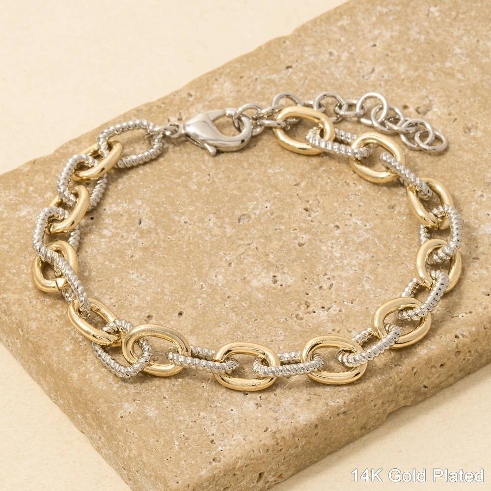 Gold Plated Two Tone Chain Bracelet