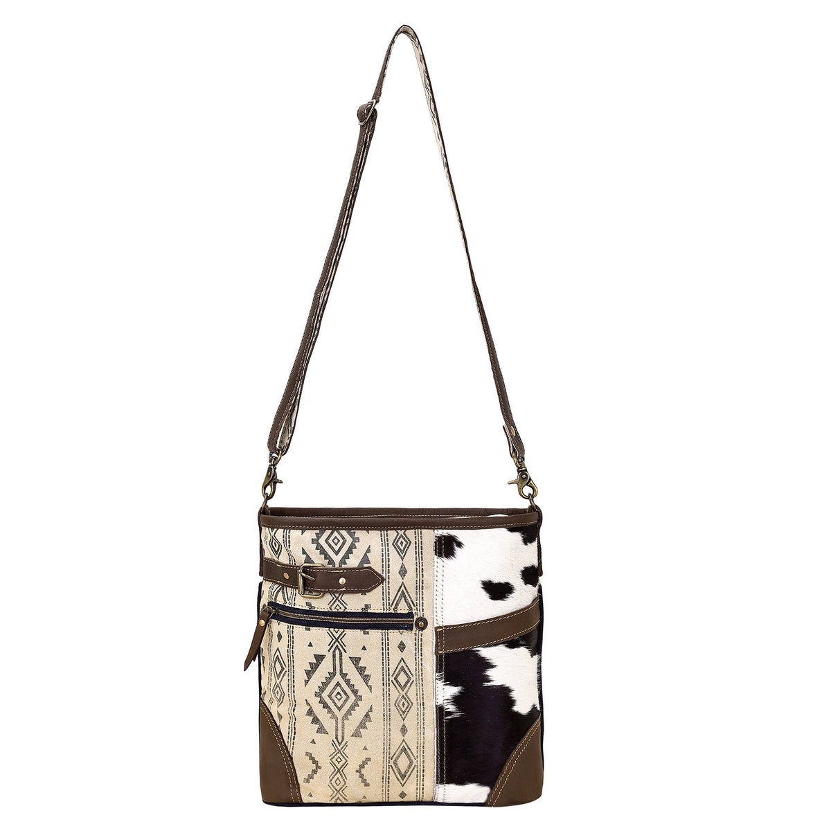 Threeawn Shoulder Bag with hair on and Aztec detail