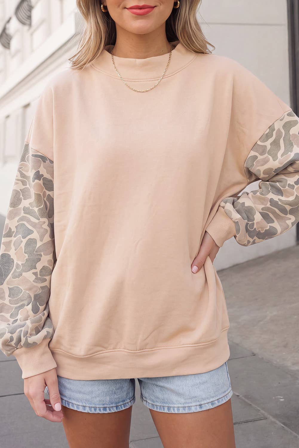 Camo Sleeve Sweatshirt