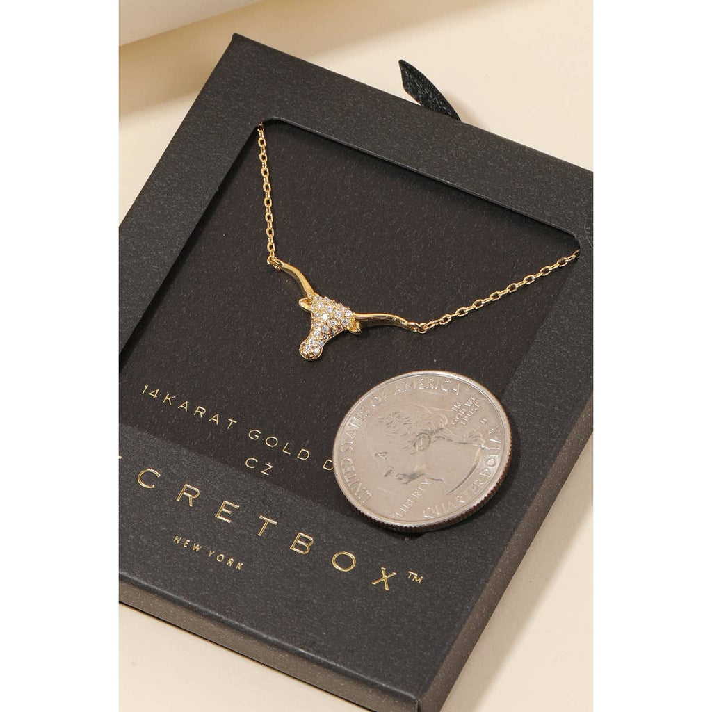 Secret Box Stud Bull Head Necklace