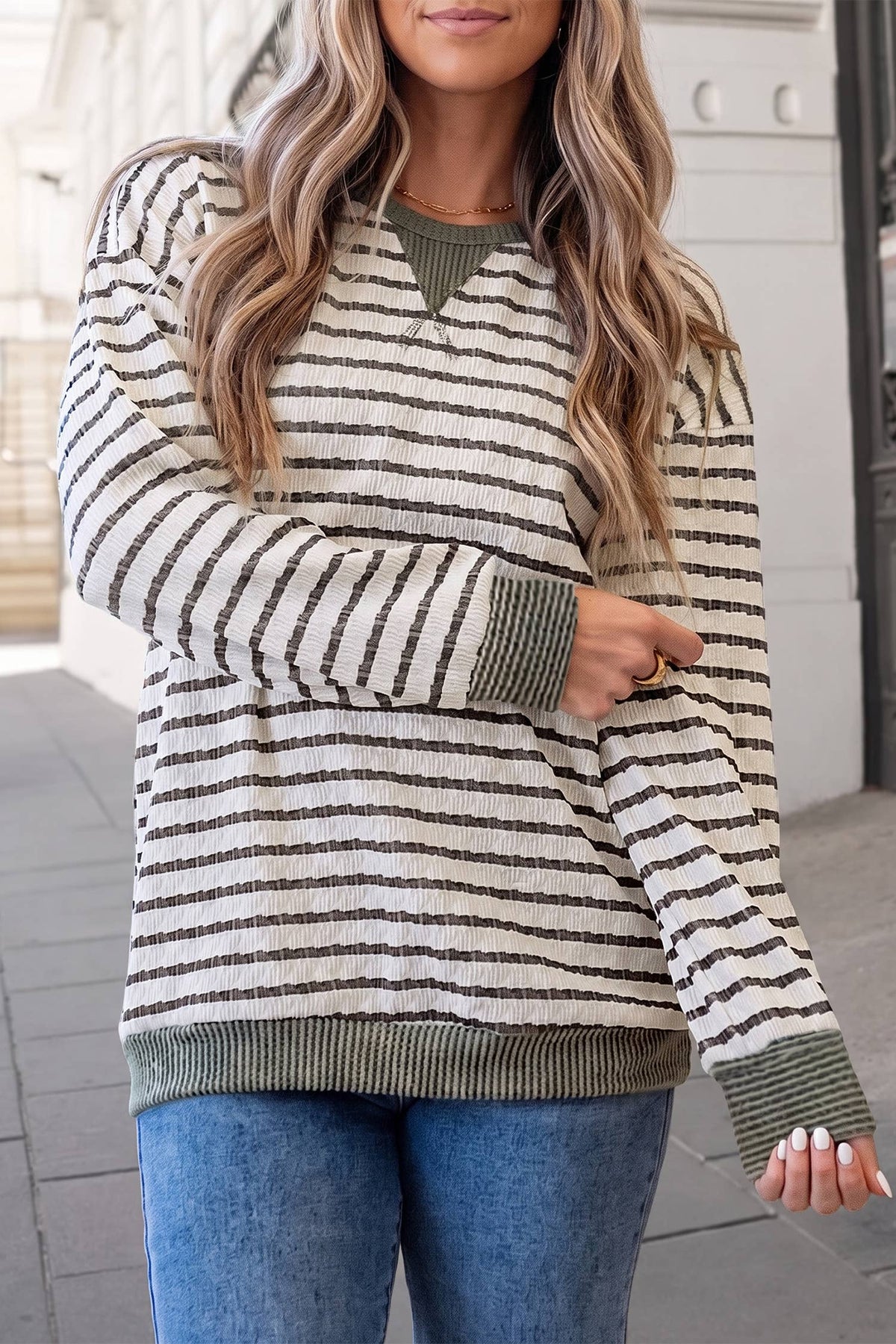 Kellie Striped Crewneck Top