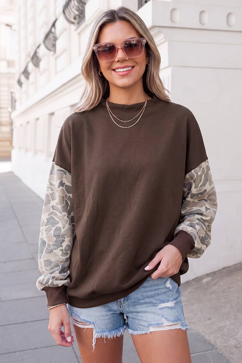 Camo Sleeve Sweatshirt