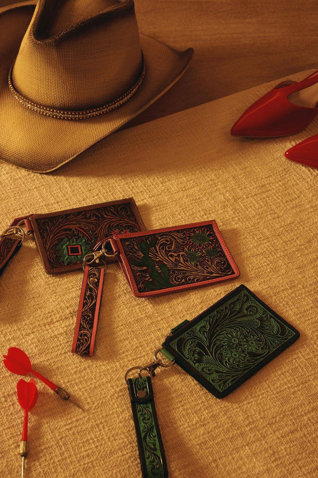 Prickly Pear Tooled Leather Card Holder