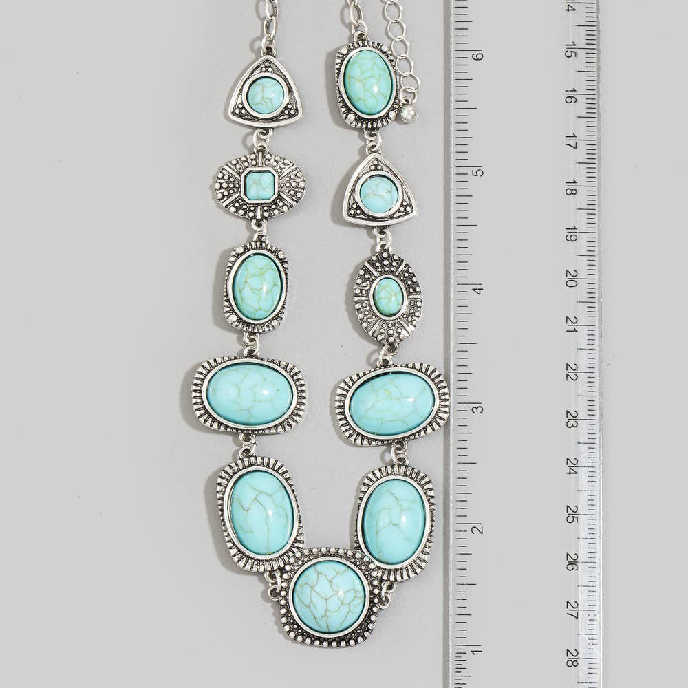 Turquoise Stone Western Collar Necklace