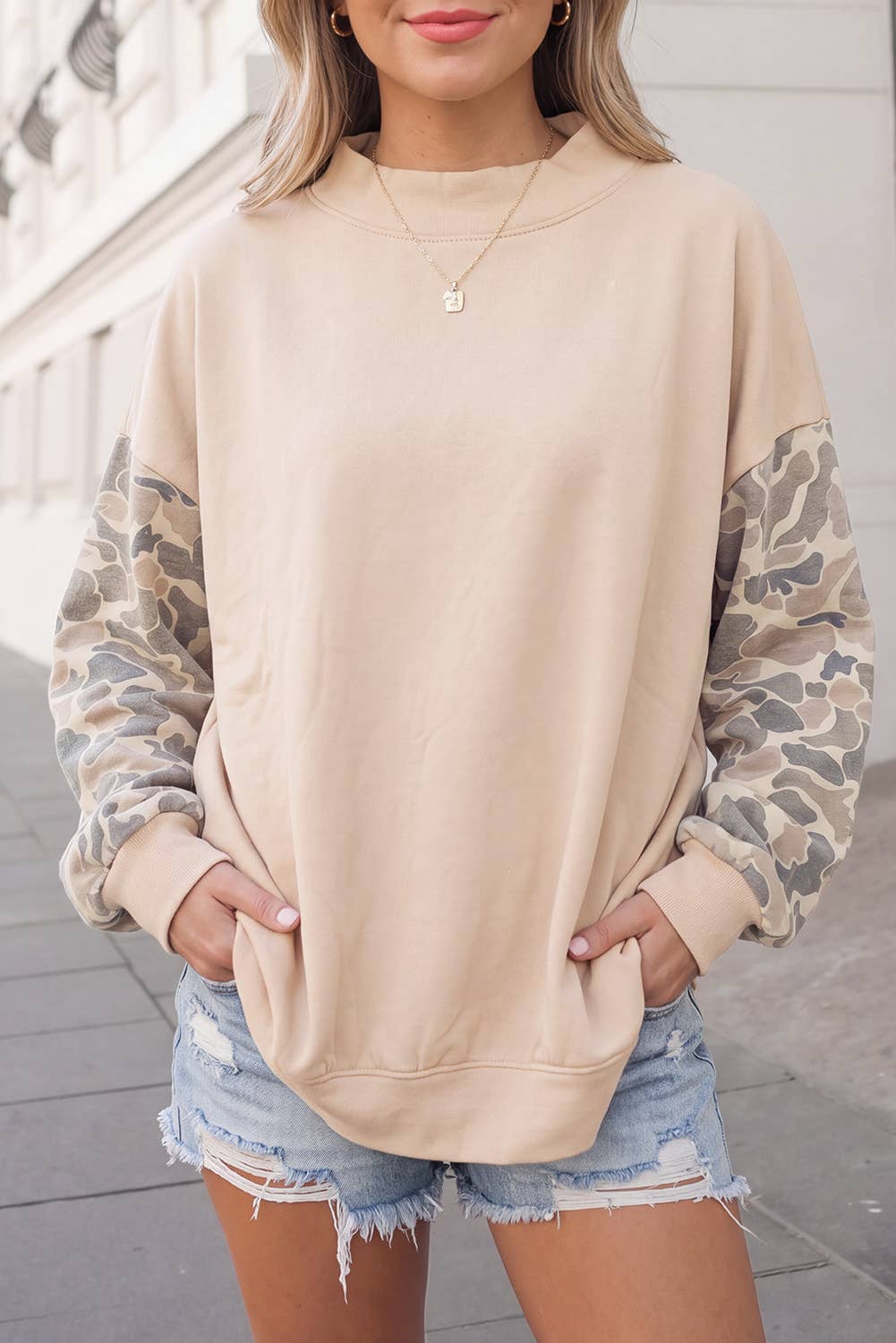 Camo Sleeve Sweatshirt