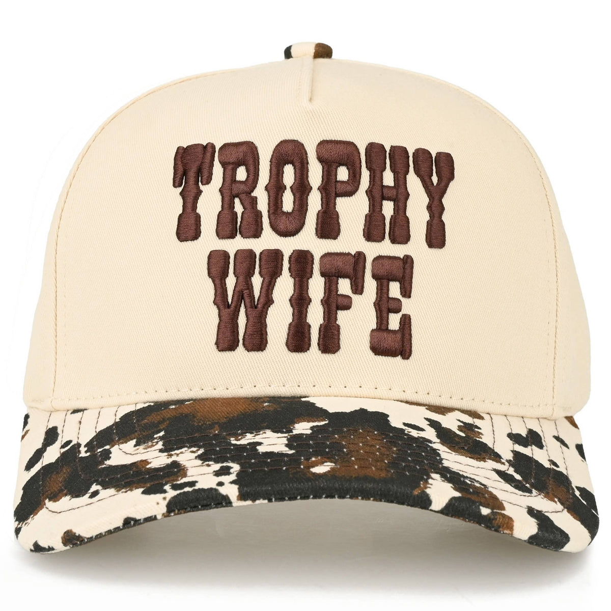TROPHY WIFE Cow Print Trucker Hat