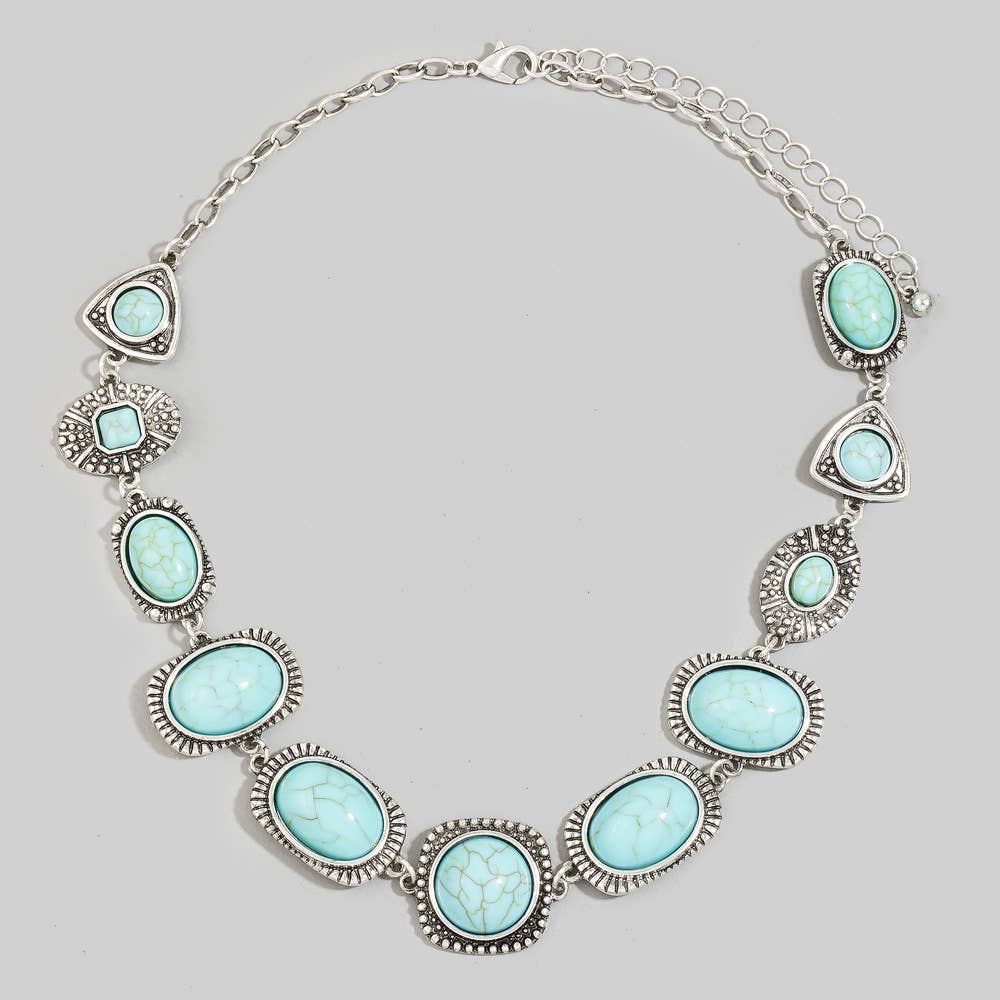 Turquoise Stone Western Collar Necklace