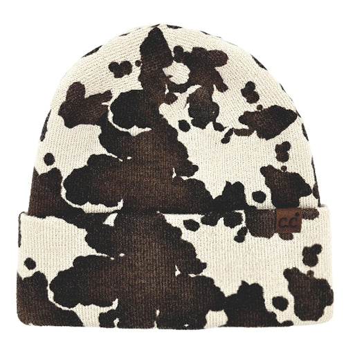 Cow Pattern Beanie Winter Hat
