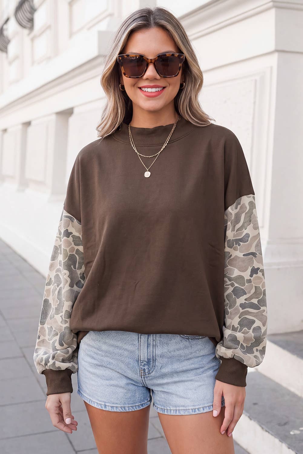 Camo Sleeve Sweatshirt