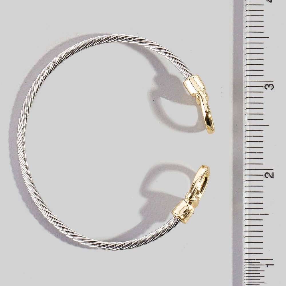 Stainless Steel Two Tone D Link Rope Cuff Bracelet