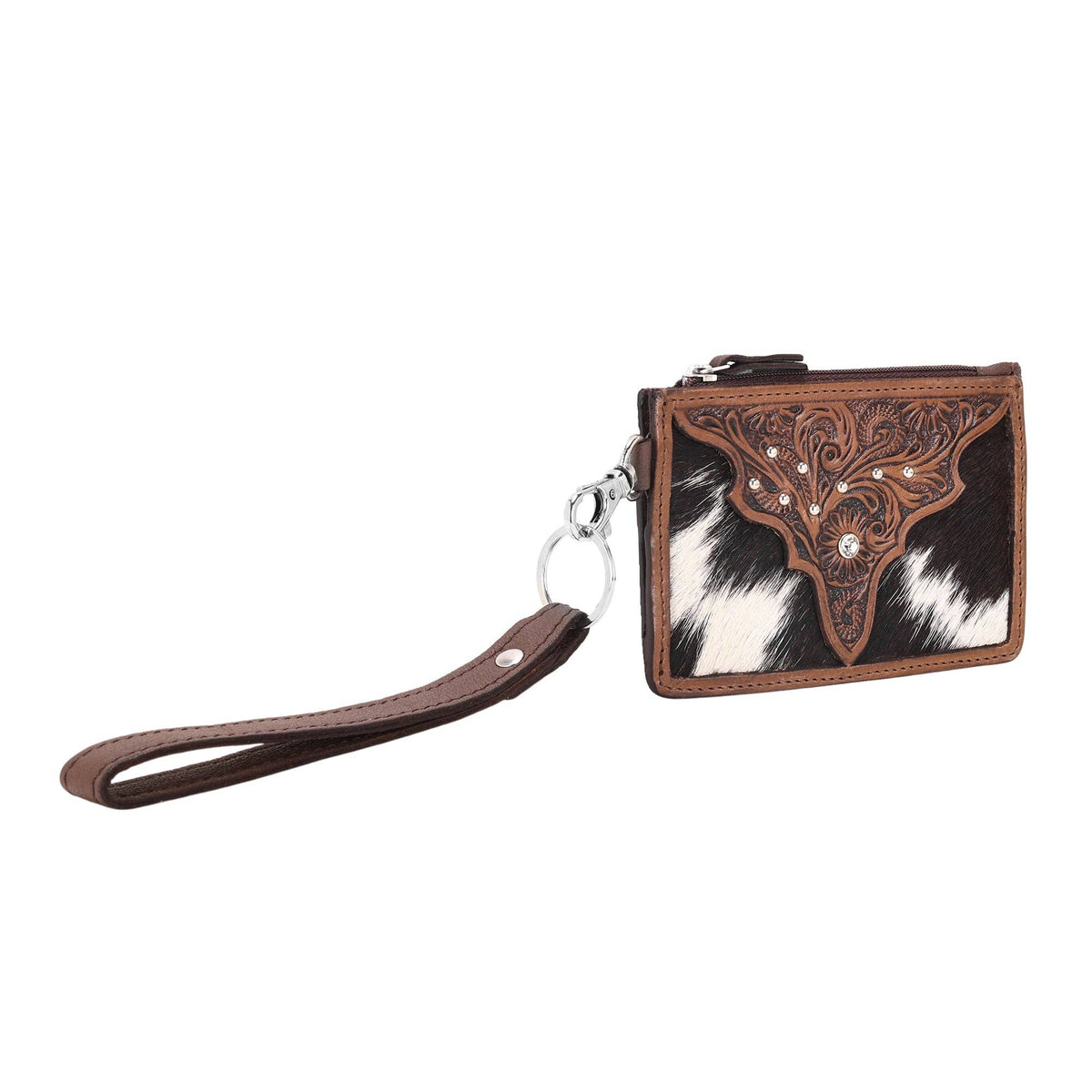 Hand Hewn Card Holder with hair on and hand tooled detail