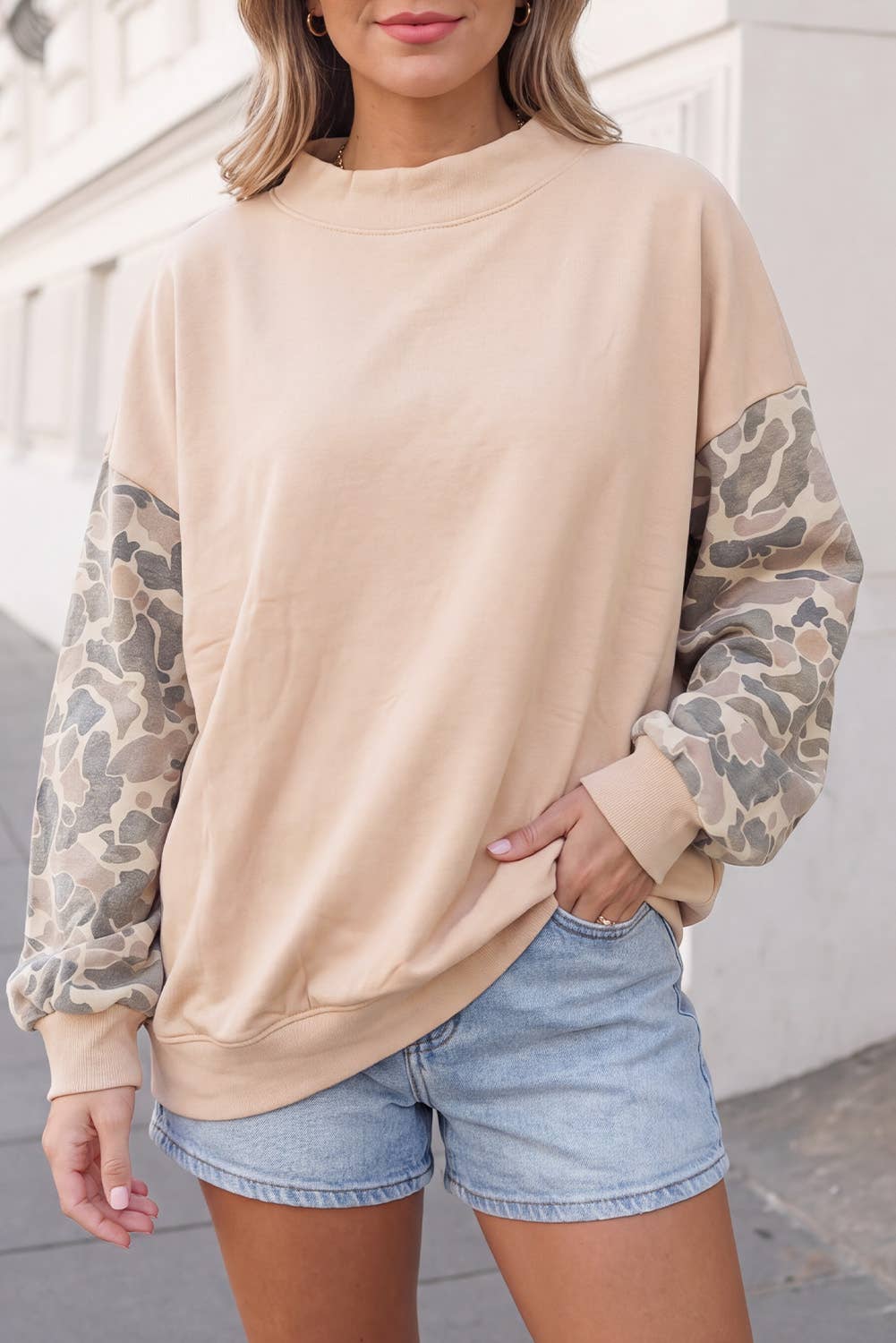 Camo Sleeve Sweatshirt