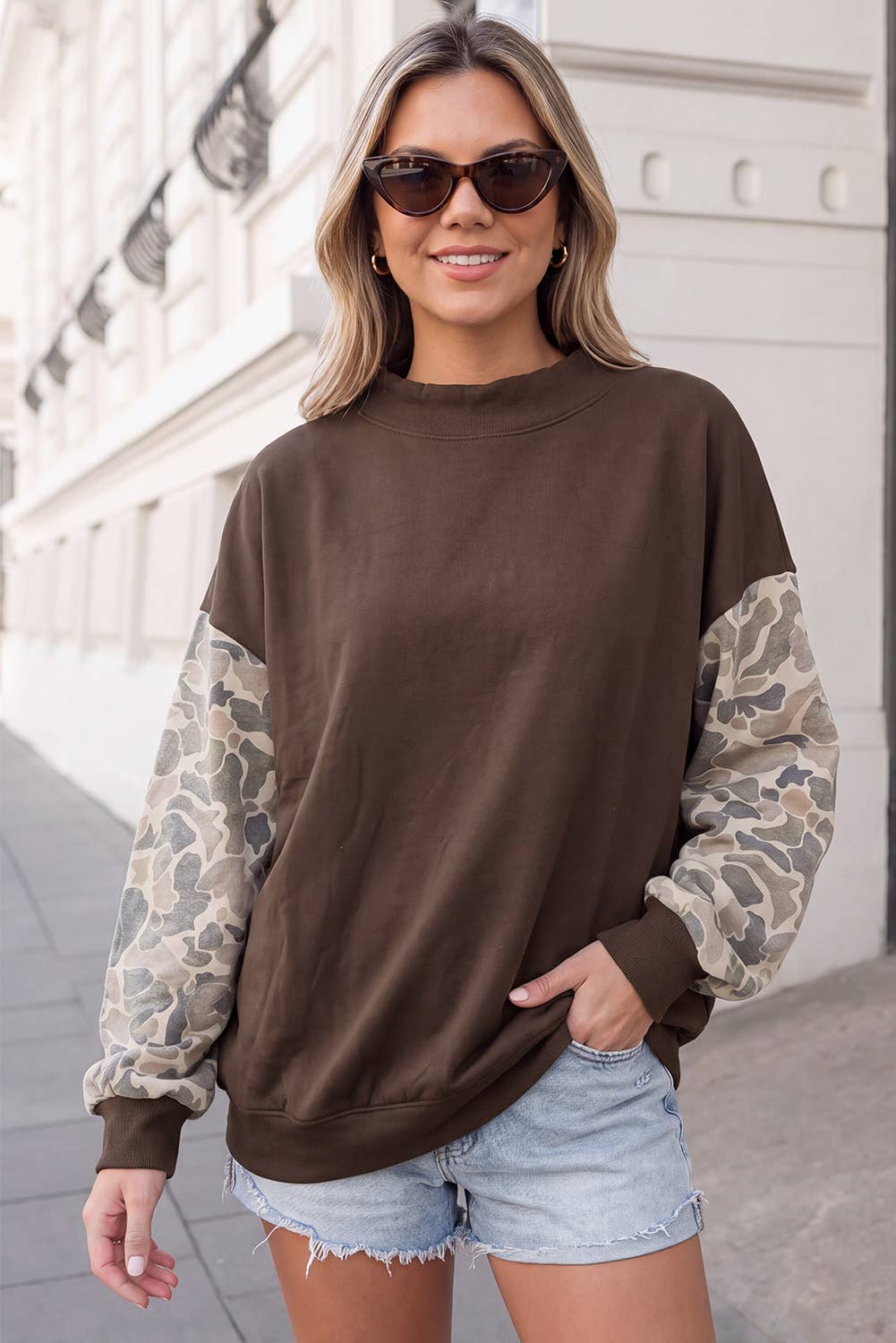 Camo Sleeve Sweatshirt