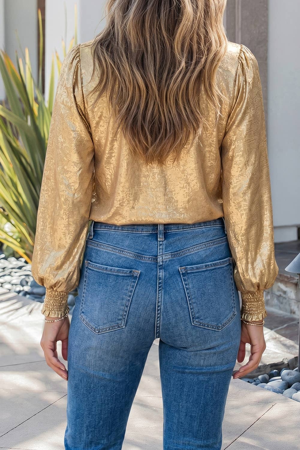 Dolly Metallic Shift Blouse