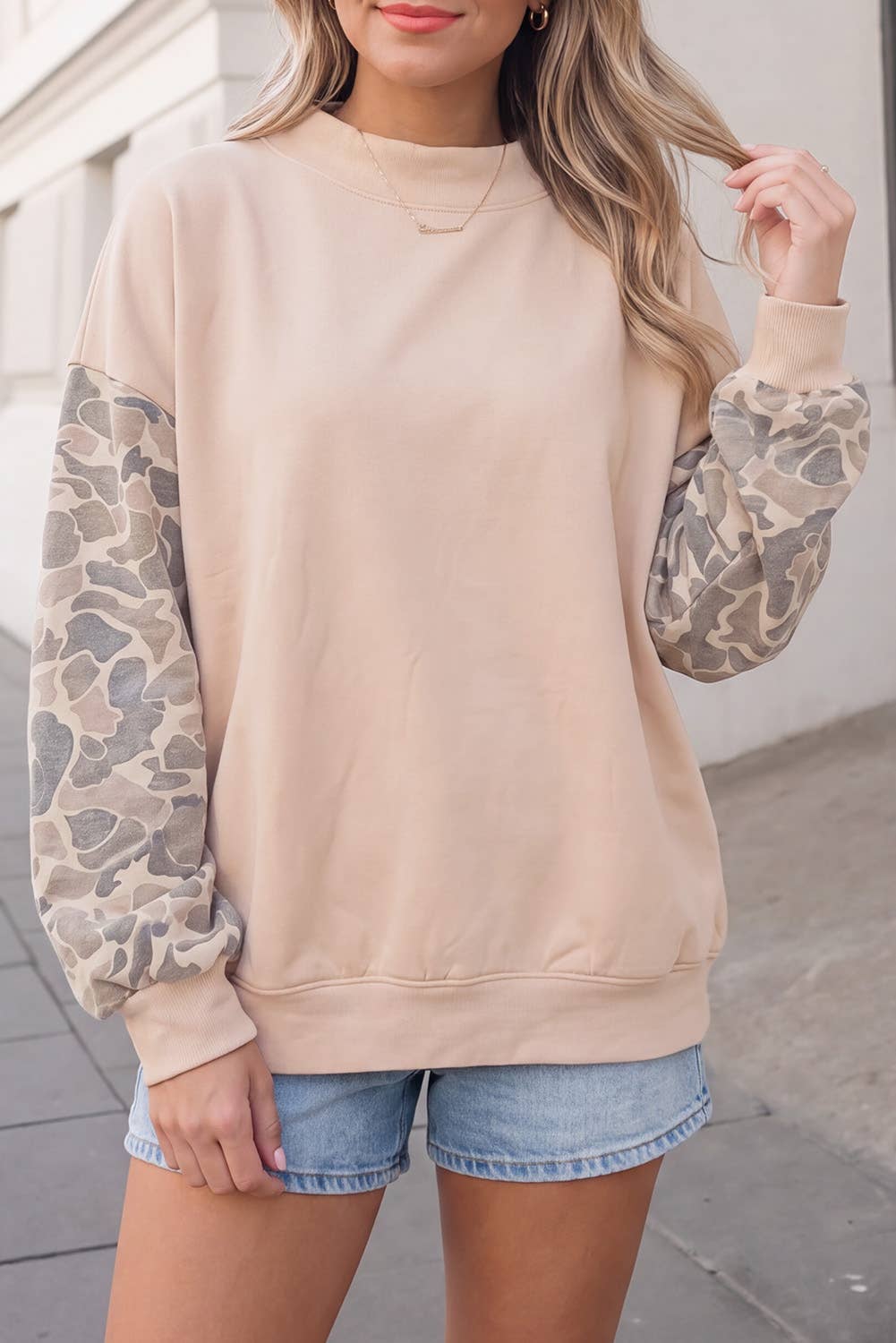 Camo Sleeve Sweatshirt