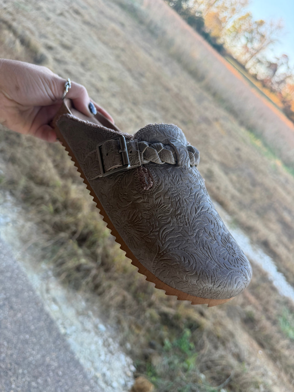 Iris Tooled Clog-Taupe