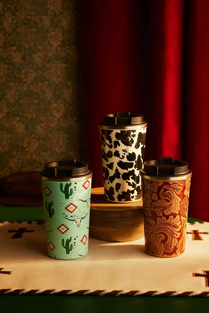 Western Trail Brew Stainless Steel Mug in Brown Baroque