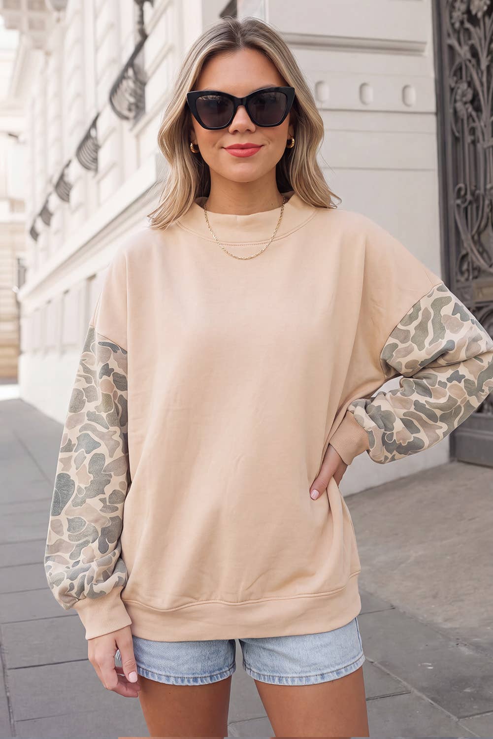 Camo Sleeve Sweatshirt