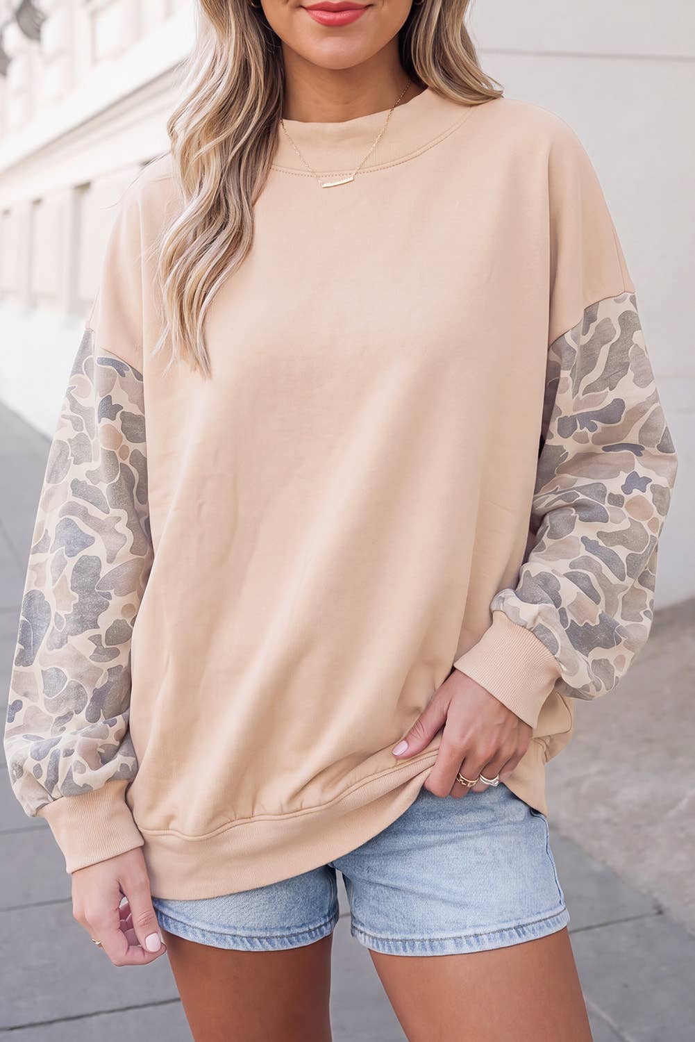 Camo Sleeve Sweatshirt