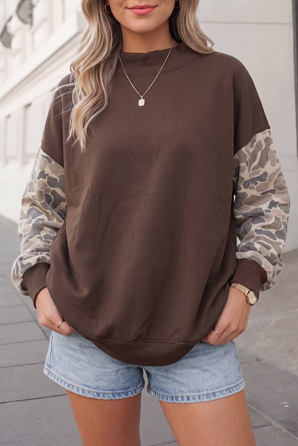 Camo Sleeve Sweatshirt