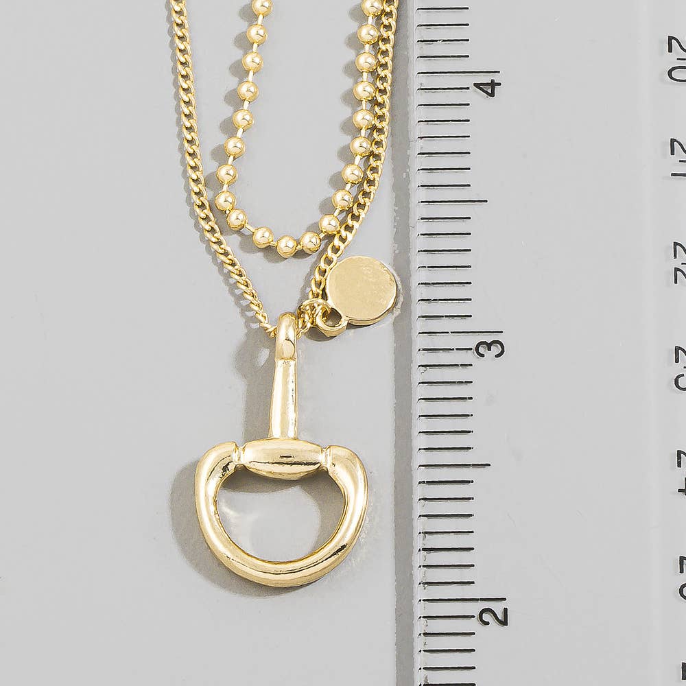 Layered Chain Horsebit Pendant Necklace