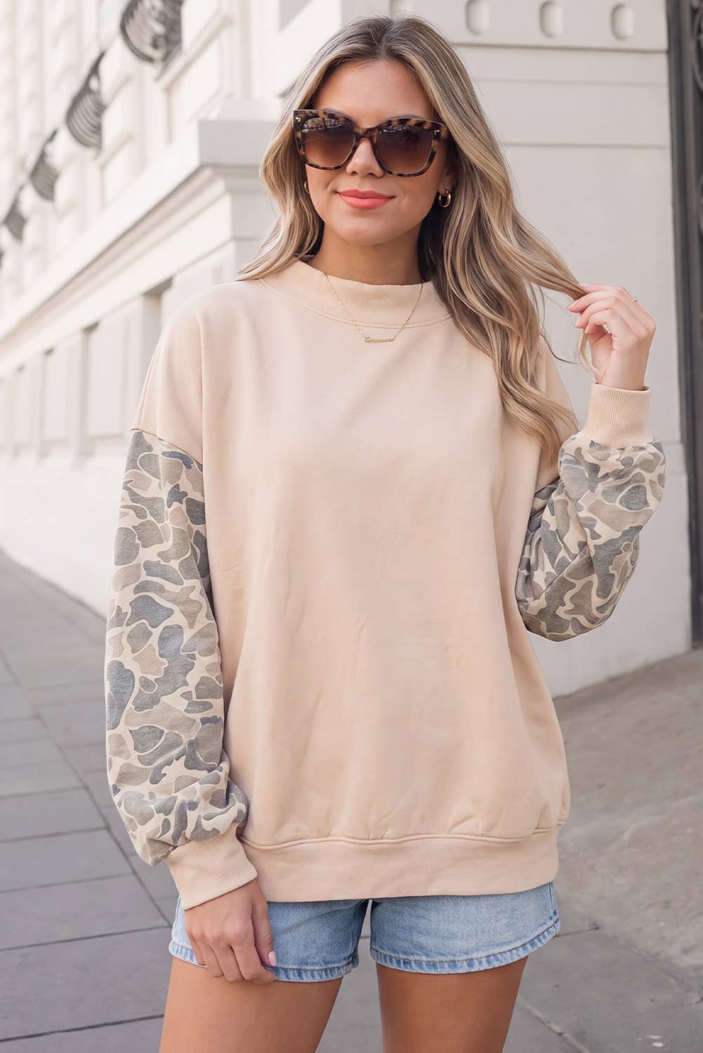 Camo Sleeve Sweatshirt