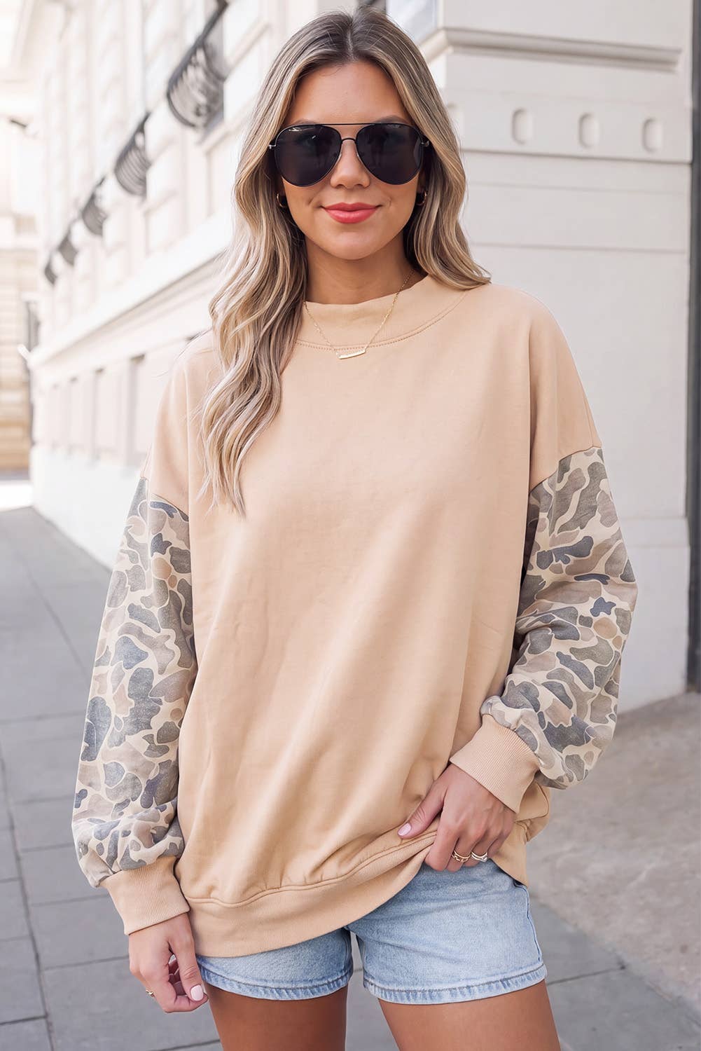 Camo Sleeve Sweatshirt