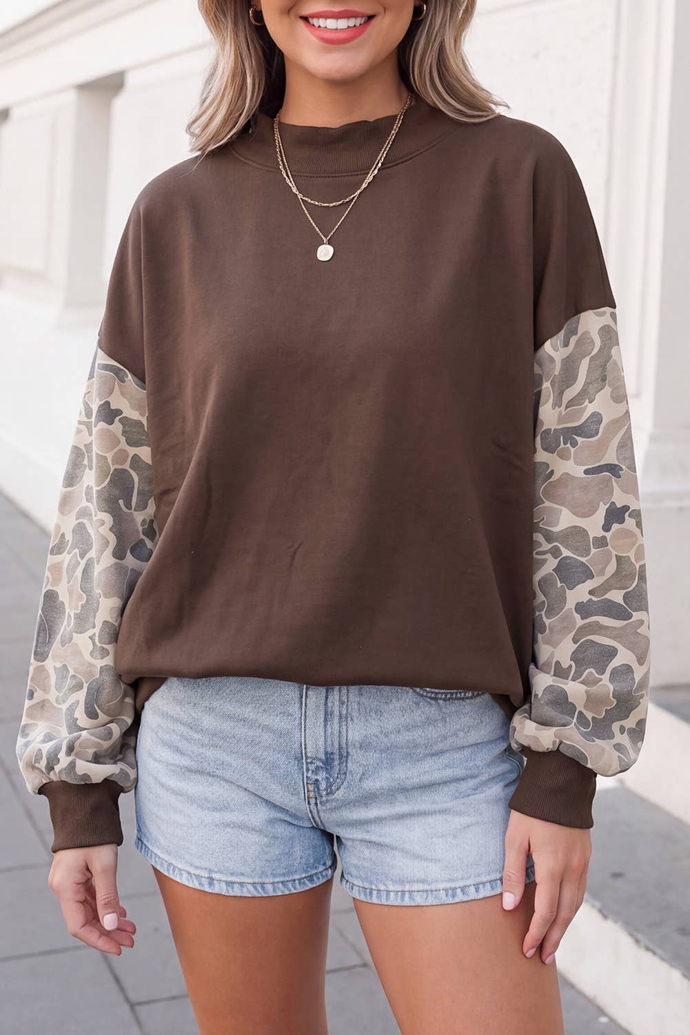 Camo Sleeve Sweatshirt