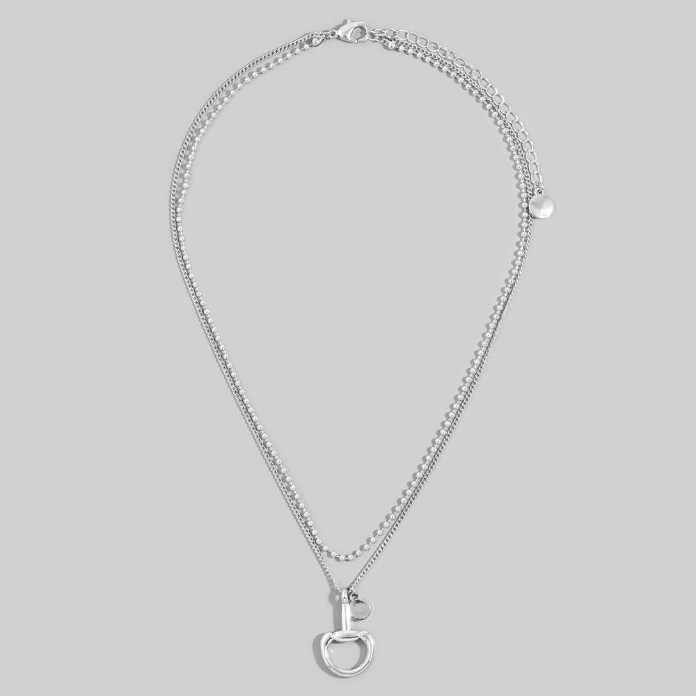 Layered Chain Horsebit Pendant Necklace