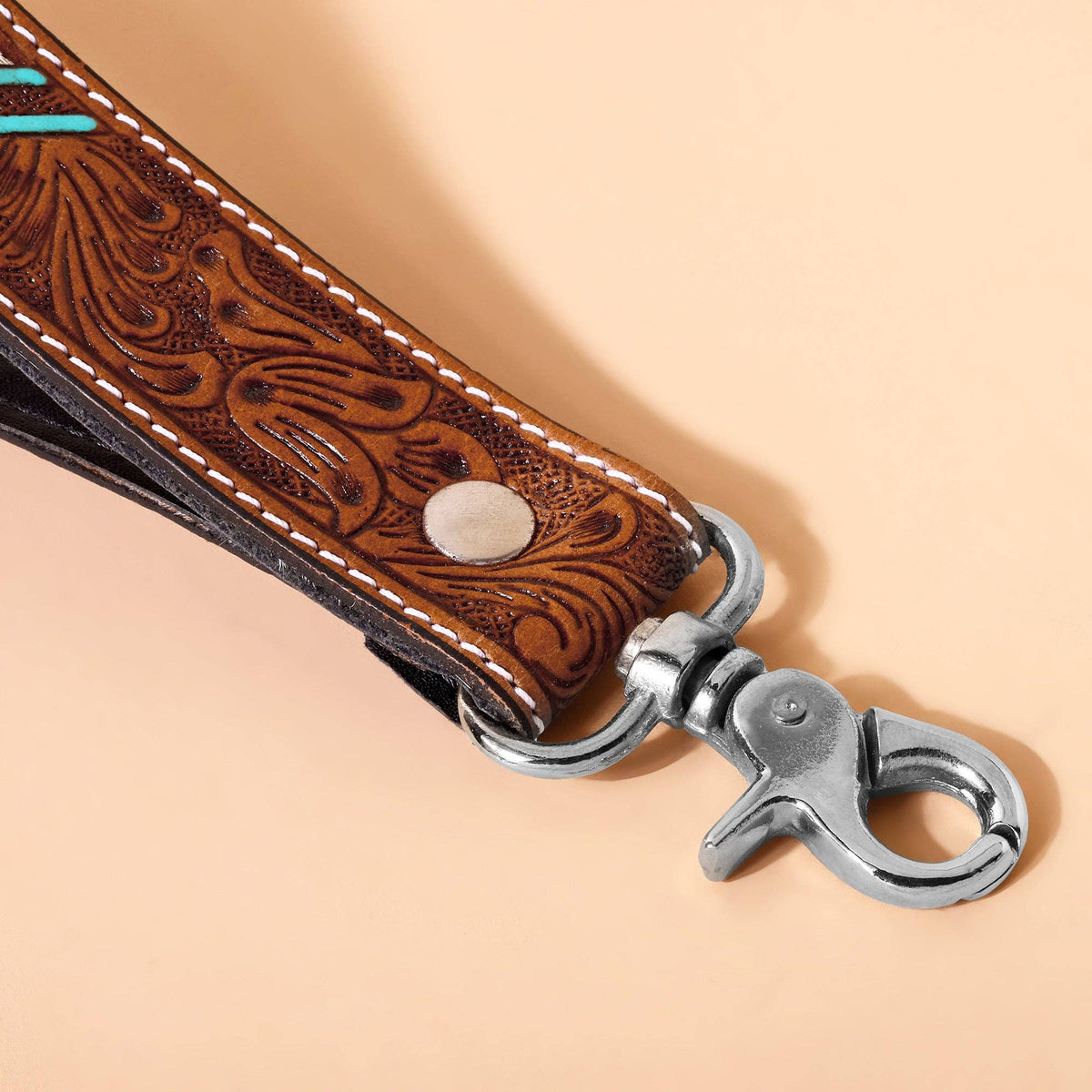 Soaring Bloom Handtooled Leather Keyfob