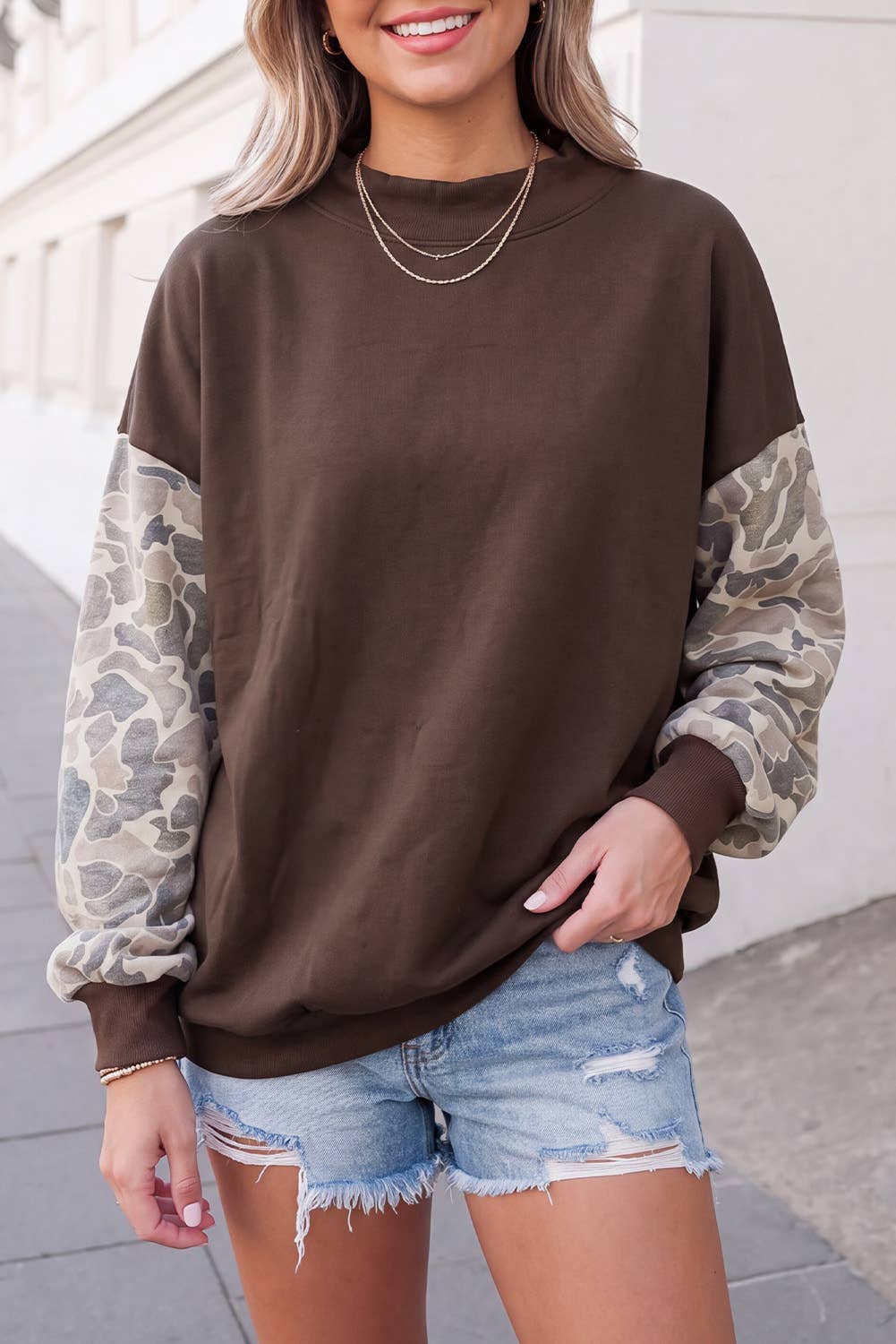 Camo Sleeve Sweatshirt