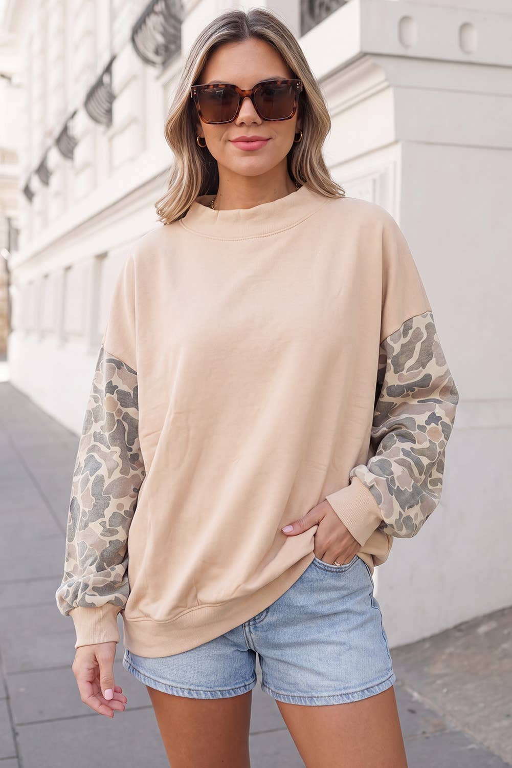 Camo Sleeve Sweatshirt