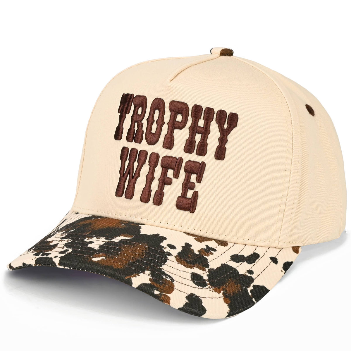 TROPHY WIFE Cow Print Trucker Hat